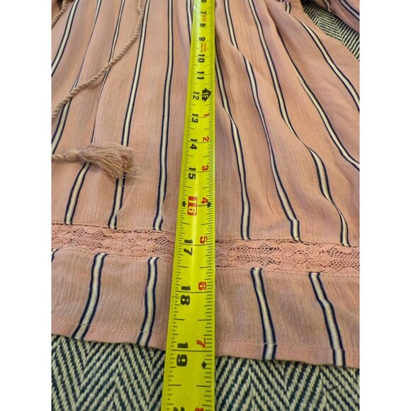 NWT American Eagle Off-The-Shoulder Pink Striped Blouse W/ Lace Details - M - Picture 8 of 11